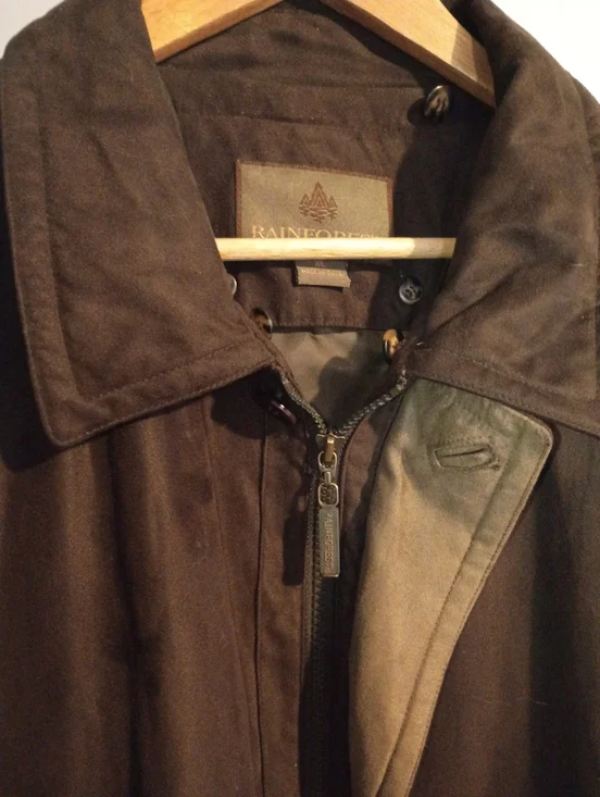 VTG 90s Rainforest Men's XL Dark Brown Suede Bomber Jacket Wool Lining - Picture 10 of 14